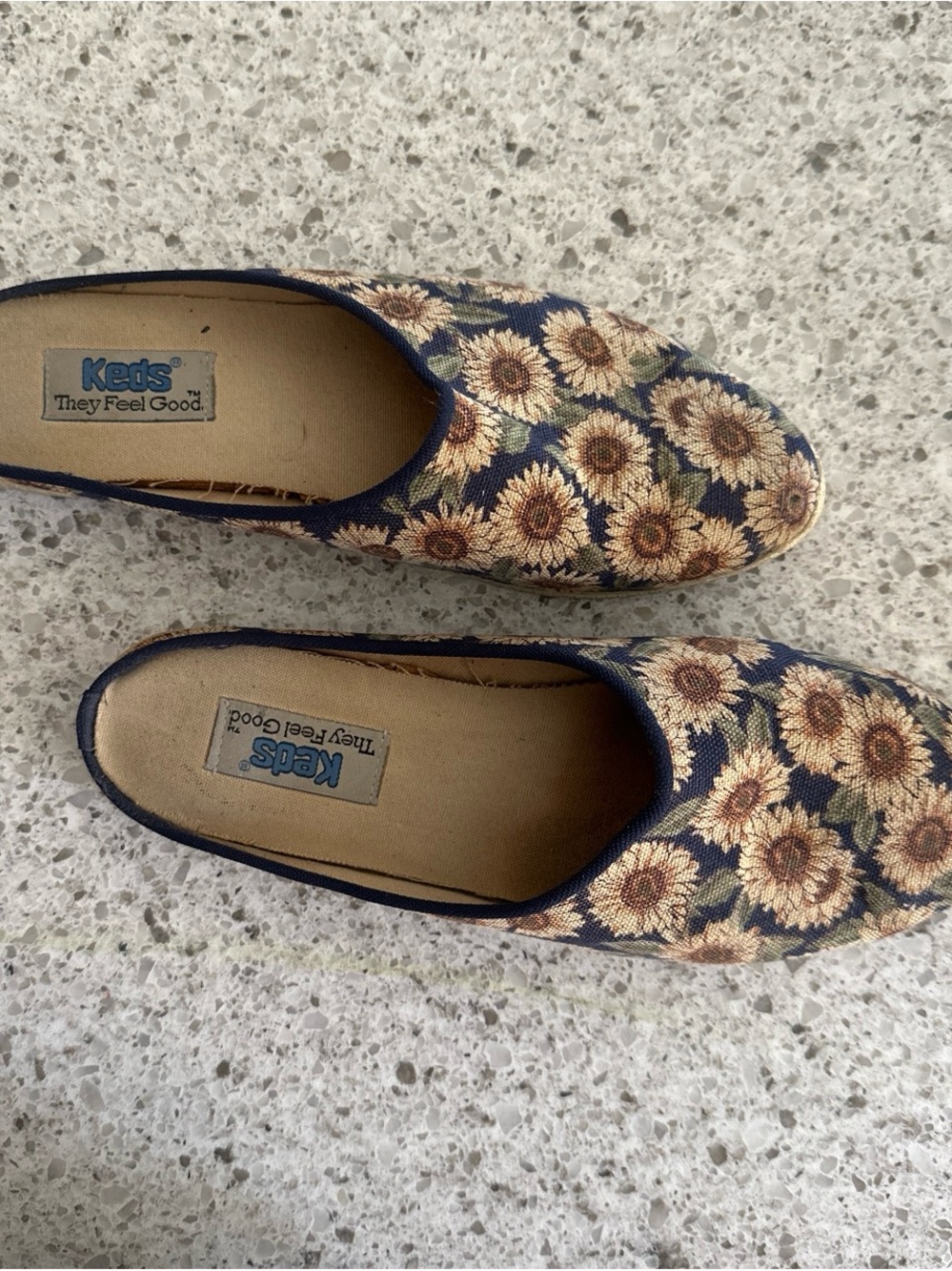 Keds Navy Canvas Sunflower Slip-On Flats